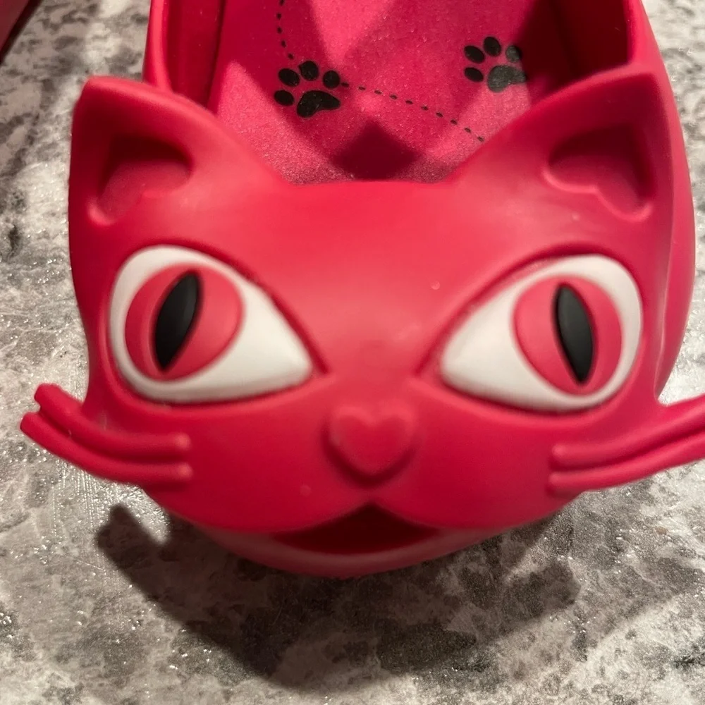Mini Melissa Kids Moccasins - Pink Cat Design size 6